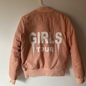 girls tour pink coral peach bomber jacket